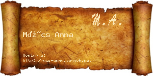 Mács Anna névjegykártya