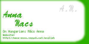 anna macs business card